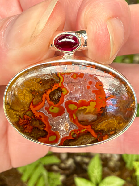 Beautiful Red Seam Agate and Garnet Pendant - Morganna’s Treasures