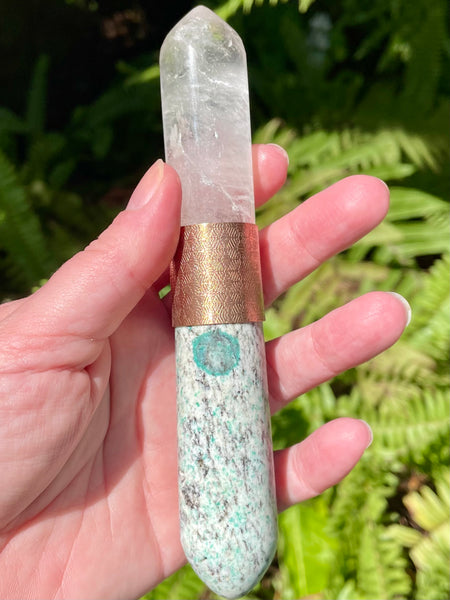 K2 Azurite and Clear Quartz Crystal Massage Wand - Morganna’s Treasures