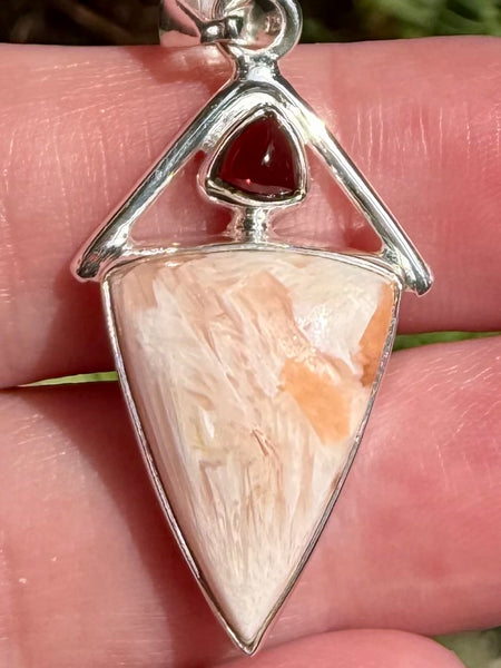 Orange Scolecite and Garnet Pendant - Morganna’s Treasures