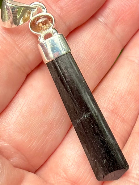 Black Tourmaline and Green Tourmaline Pendant - Morganna’s Treasures
