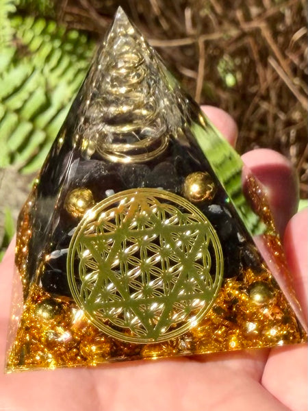 Small Black Tourmaline Orgonite Crystal Pyramid
