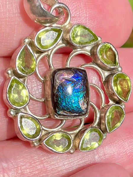 Stunning Ammolite and Peridot Pendant - Morganna’s Treasures