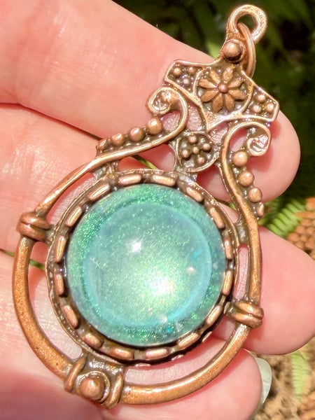 "Mystic" Peruvian Chrysocolla, Azurite, Aquamarine, Clear Quartz and Aluminum Orgonite Pendant