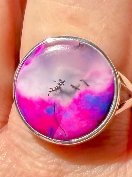 Purple Dendritic Opal Ring Size 9.5