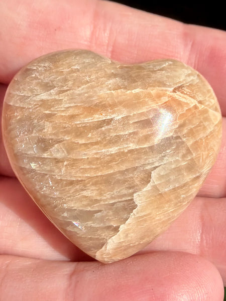 Peach Moonstone Heart Palm Stone
