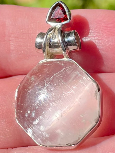 Selenite and Garnet Pendant - Morganna’s Treasures