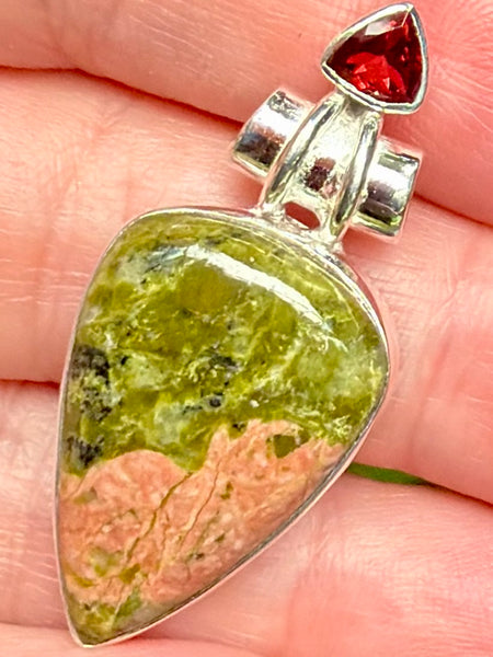 Unakite and Garnet Pendant