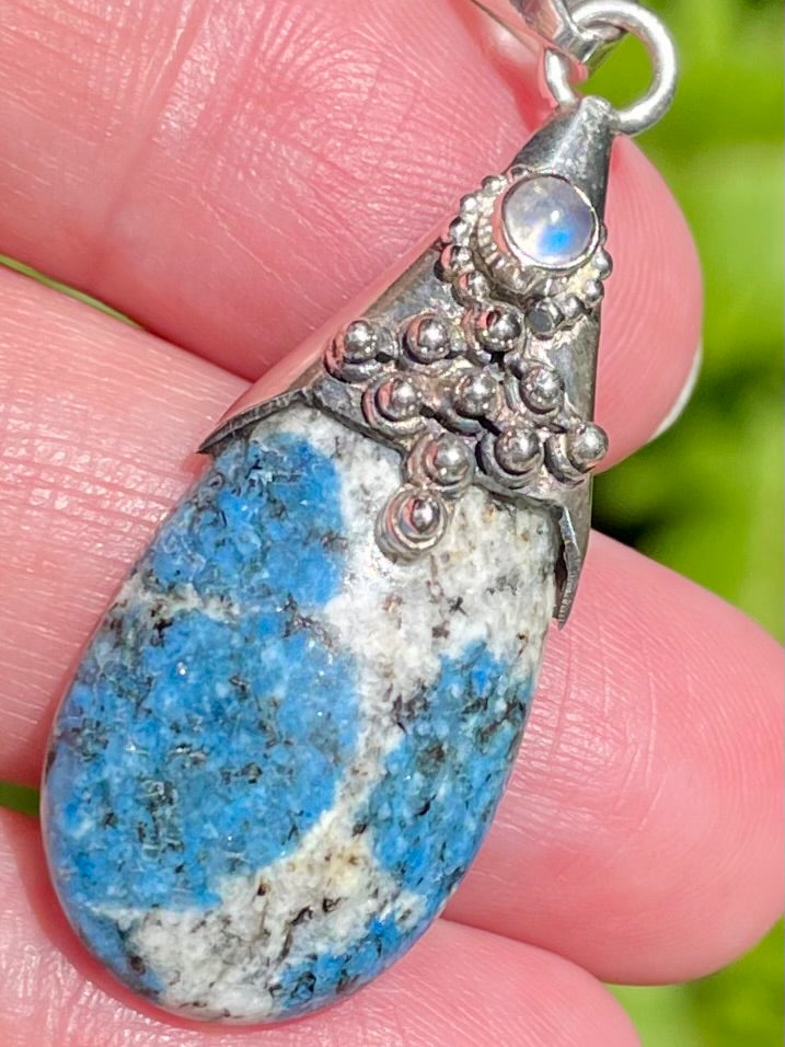 K2 Azurite and Rainbow Moonstone Pendant - Morganna’s Treasures 