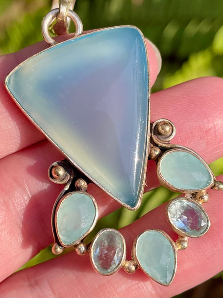 Blue Chalcedony, Aqua Chalcedony and Blue Topaz Pendant - Morganna’s Treasures 