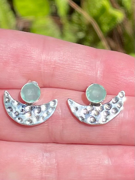 Aqua Chalcedony Studded Earrings - Morganna’s Treasures