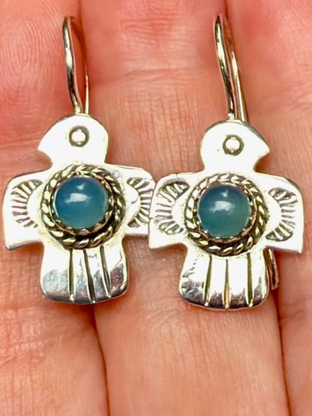 Blue Chalcedony Bird Earrings