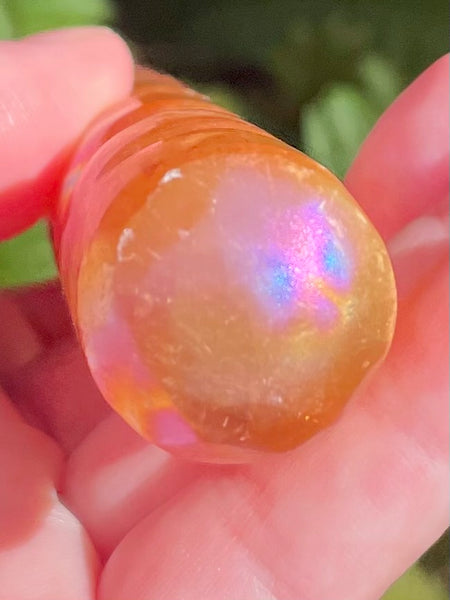 Orange Aura Selenite Spiral Wand - Morganna’s Treasures