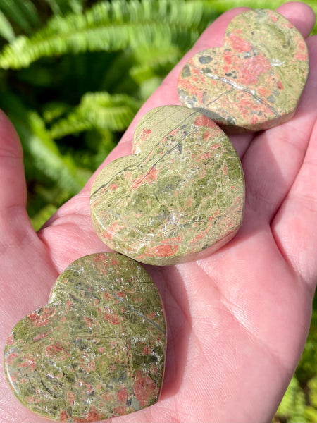 Medium Unakite Heart Palm Stone - Morganna’s Treasures 