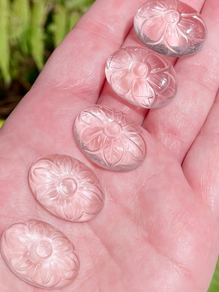 Gorgeous Clear Quartz Carved Flower Cabochon - Morganna’s Treasures