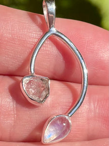 Rainbow Moonstone and Herkimer Diamond Pendant