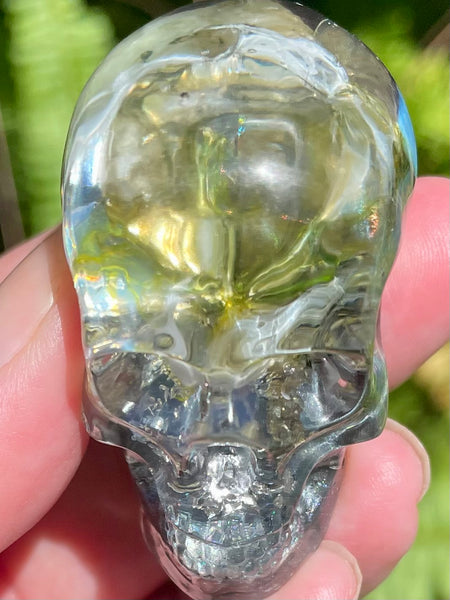 “Trailblazer” Labradorite, Pyrite, Opalite, Clear Quartz & Aluminum Orgonite Skull - Morganna’s Treasures 