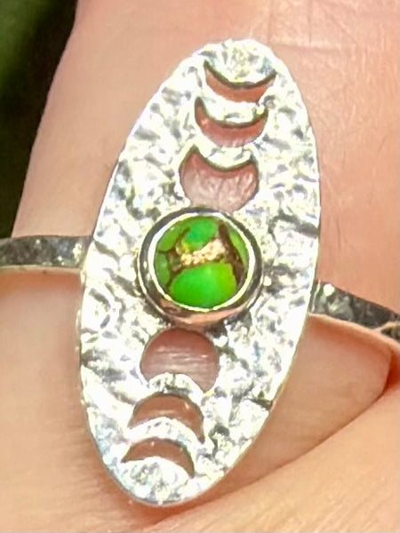 Green Copper Turquoise Phases of the Moon Ring Size 7.5 - Morganna’s Treasures