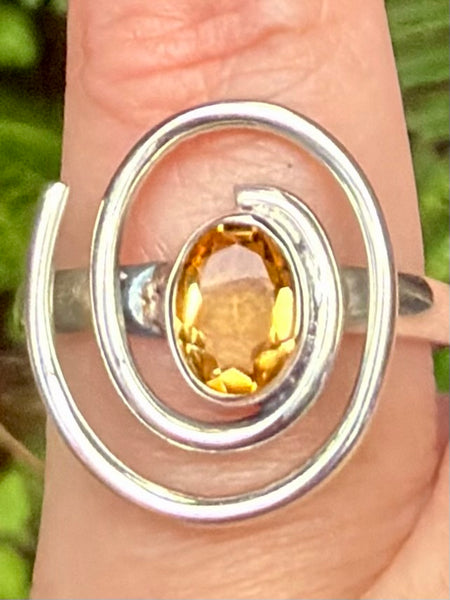 Beautiful Citrine Spiral Ring Size 8