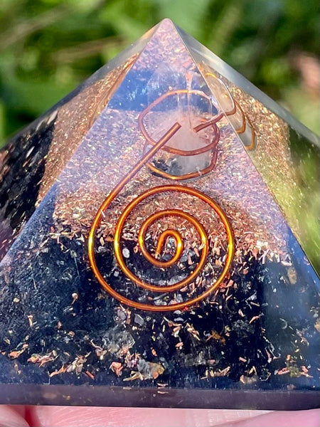 Small Black Tourmaline Orgonite Crystal Pyramid - Morganna’s Treasures