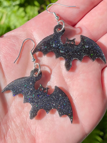 Bat Sparkle Resin Earrings - Morganna’s Treasures