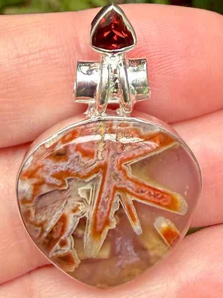 Gorgeous Turkish Tube Agate and Garnet Pendant