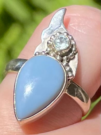 Blue Owyhee Opal and Blue Topaz Ring Size 7 - Morganna’s Treasures 