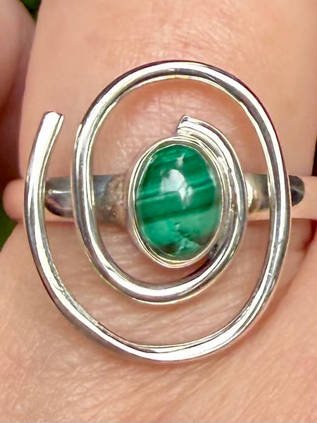 Malachite Spiral Ring Size 9