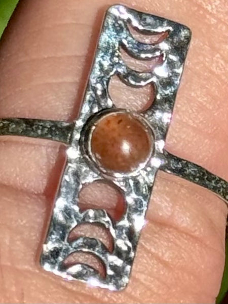 Sunstone Moon Phase Ring Size 9.5