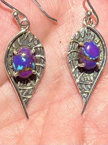 Purple with Blue Copper Turquoise Earrings