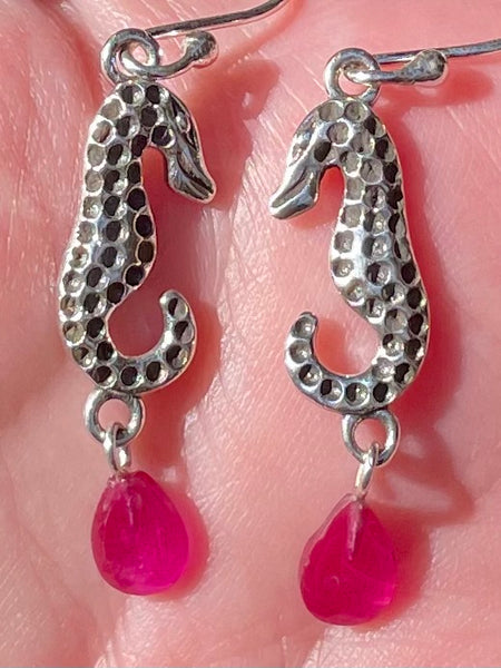 Ruby Seahorse Earrings - Morganna’s Treasures