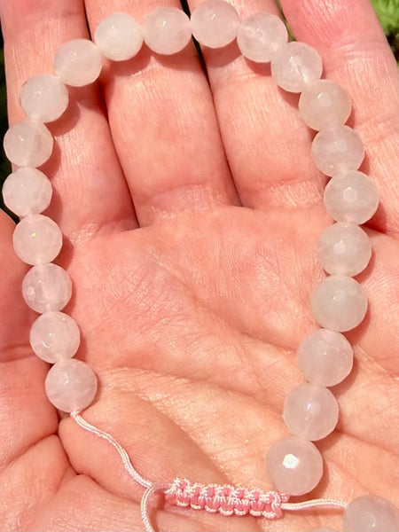 Adjustable Faceted Rose Quartz Bracelet - Morganna’s Treasures