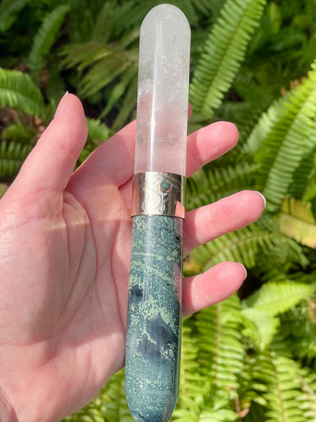 Kambaba Jasper and Clear Quartz Eye of Ra Crystal Massage Wand - Morganna’s Treasures