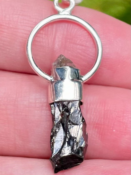 Rough Shungite and Herkimer Diamond Pendant - Morganna’s Treasures 