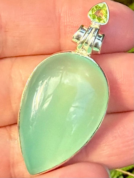 Aqua Chalcedony and Peridot Pendant - Morganna’s Treasures