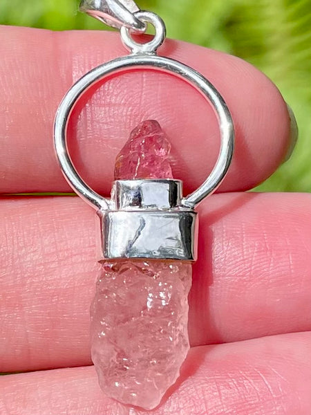 Rough Morganite and Pink Tourmaline Pendant - Morganna’s Treasures 