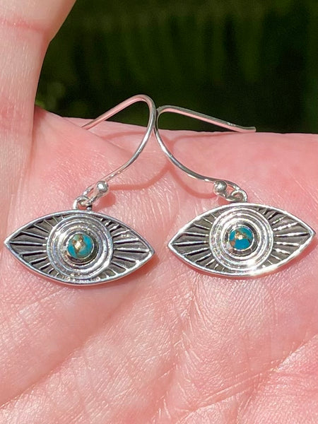 Evil Eye Blue Copper Turquoise Earrings - Morganna’s Treasures 