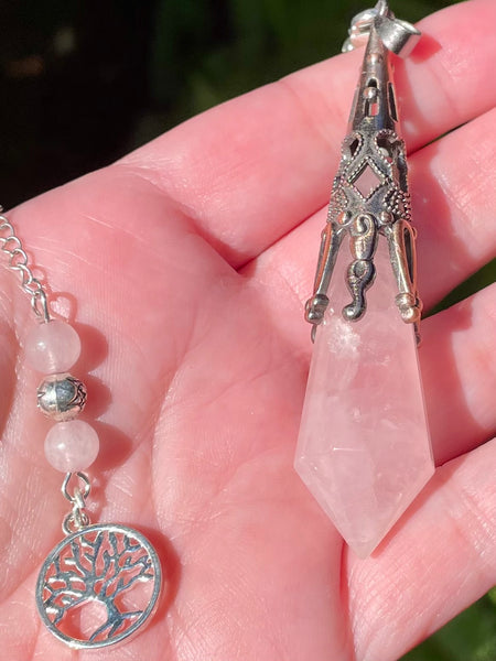 Rose Quartz Tree of Life Pendulum/Pendant