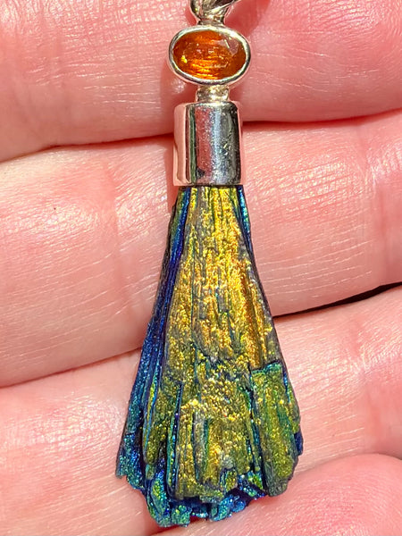Rainbow Aura Kyanite and Orange Kyanite Pendant