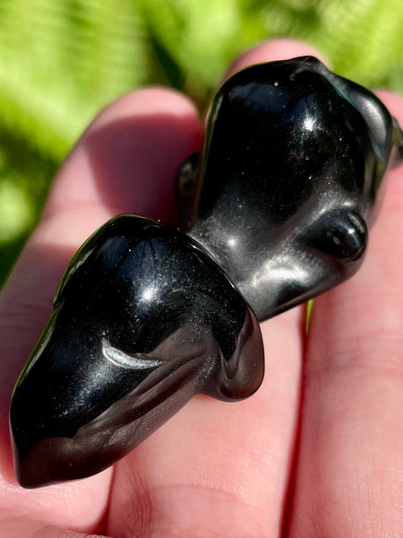 Carved Black Obsidian Sleeping Snoopy - Morganna’s Treasures 