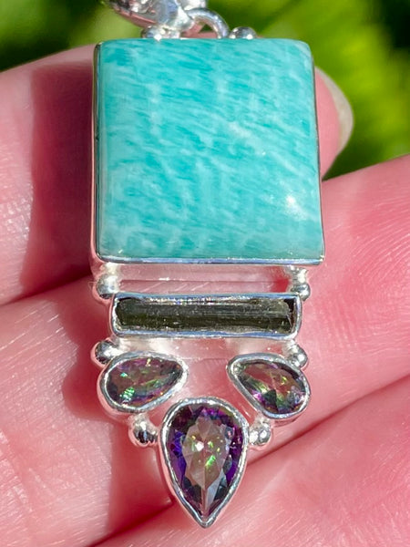 Amazonite, Green Apatite and Mystic Topaz Pendant - Morganna’s Treasures 