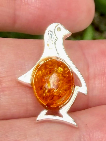 Baltic Amber Penguin Pendant