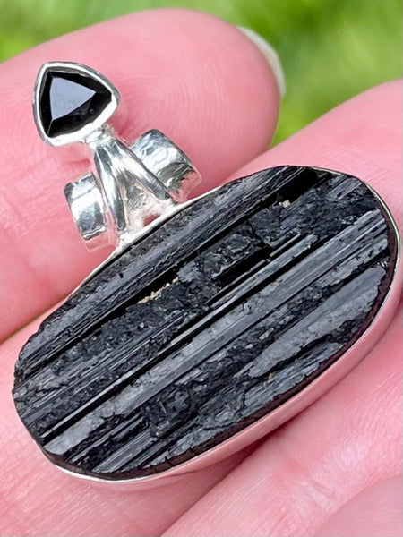 Rough Black Tourmaline and Black Onyx Pendant - Morganna’s Treasures 