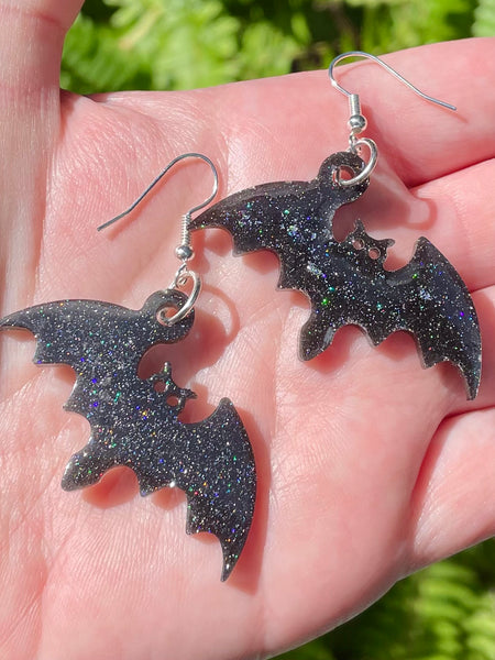 Bat Sparkle Resin Earrings - Morganna’s Treasures