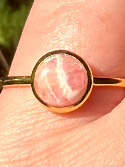 18K Gold over Sterling Silver Rhodochrosite Ring Size 7.5