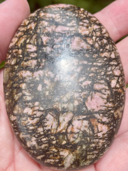 Large Rhodonite Palm Stone - Morganna’s Treasures 