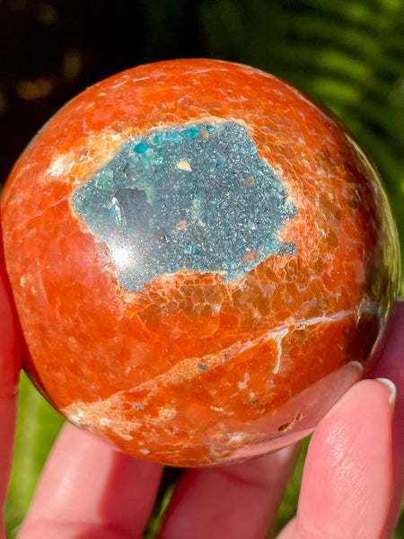 RARE Orange Calcite and Blue Apatite Sphere