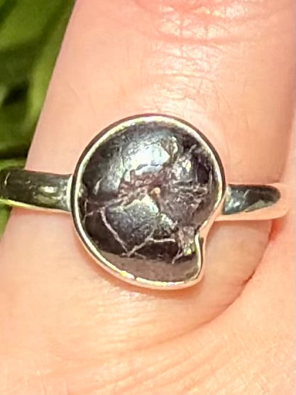Rare Pyrite in Ammonite Ring Size 8