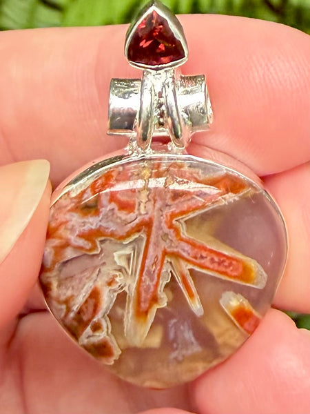 Gorgeous Turkish Tube Agate and Garnet Pendant