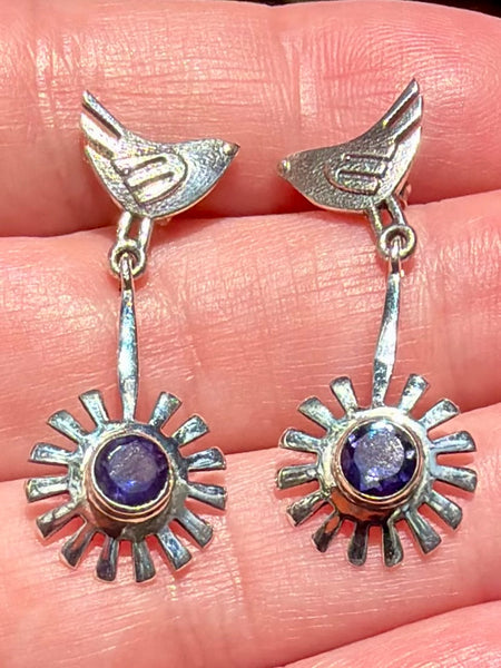 Purple Amethyst Birds Earrings