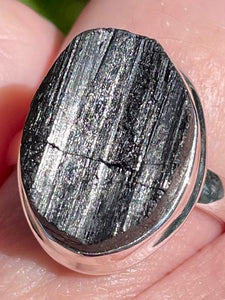 Rough Black Tourmaline Ring Size 9 - Morganna’s Treasures 